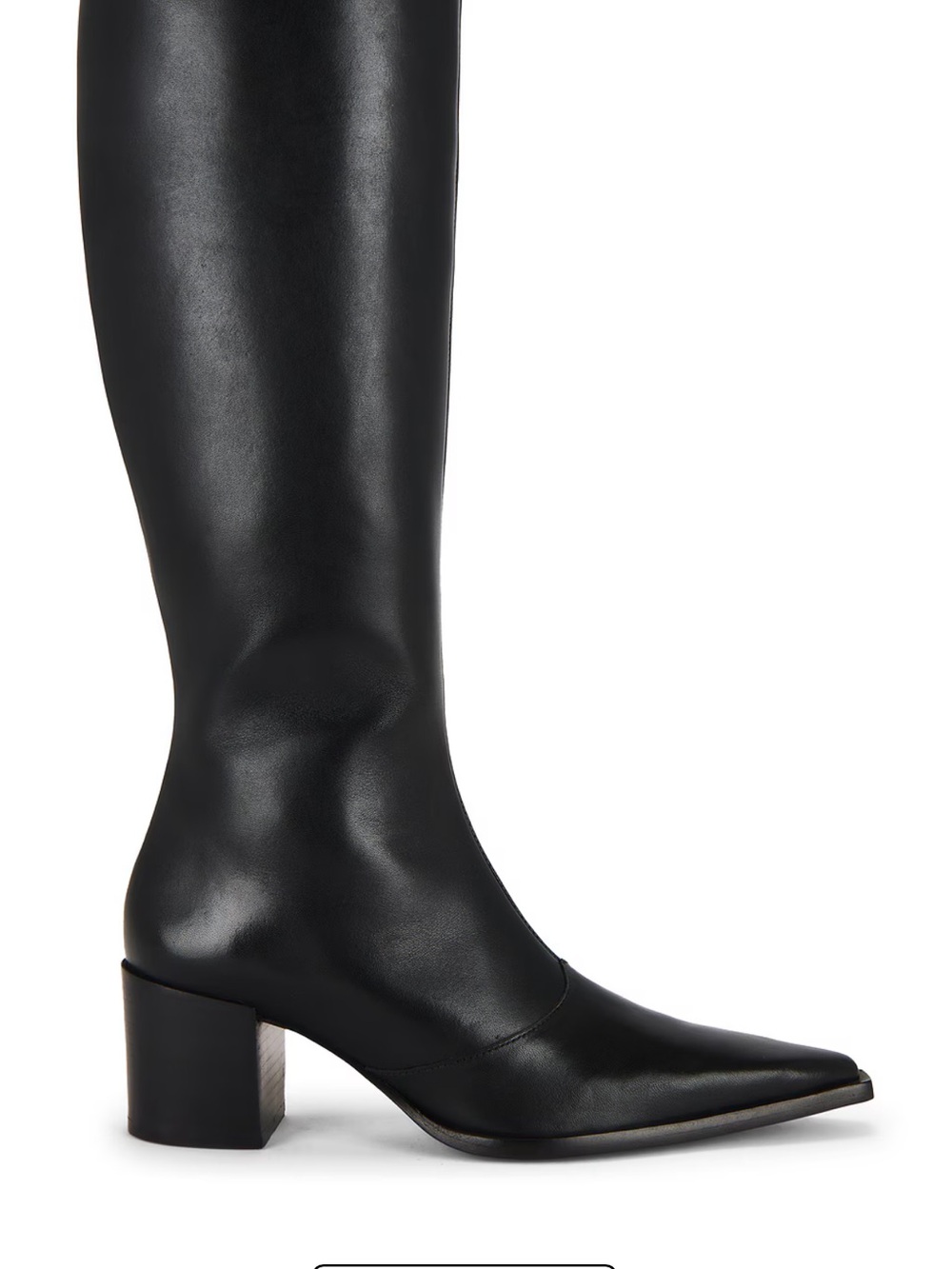 SCHUTZ Rafaella Black Knee-High Pointed Toe Block Heel Boots Size 7 EUC